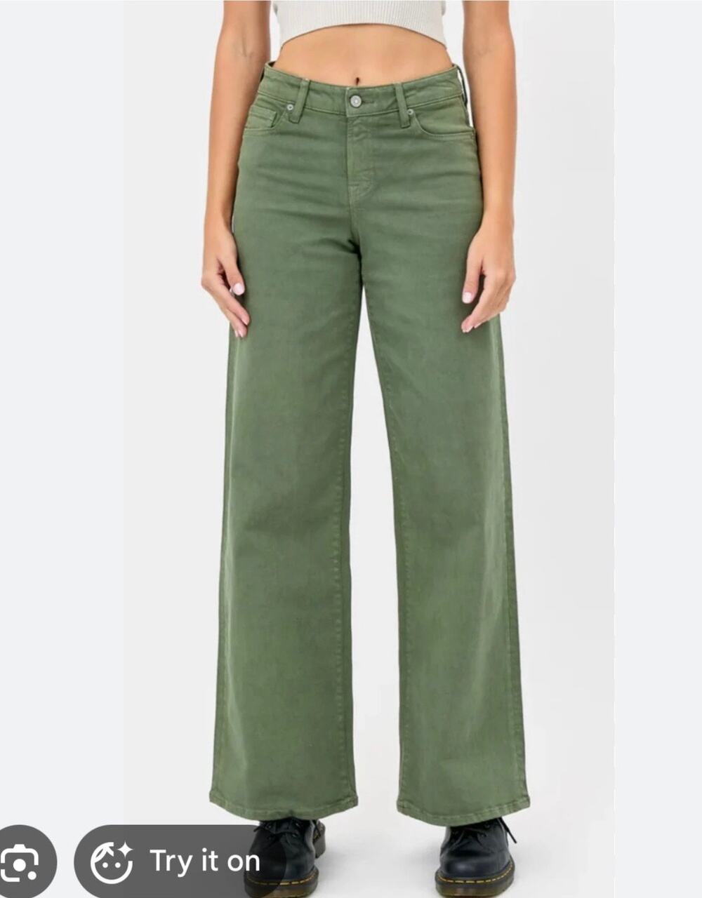 Hidden Jeans Nori High-Rise Wide-Leg in Olive Green